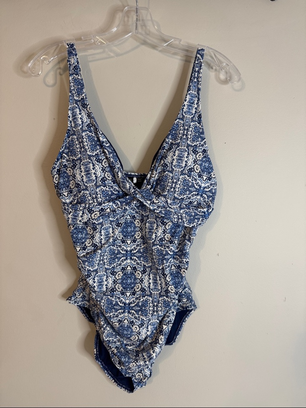 NipTuck Swim Blue White Patterned One-Piece Swimsuit - 10